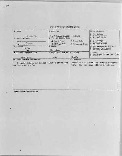 First page of 1959.11 - 6965291 - S Of Punta Campos, Mexico