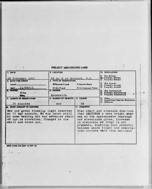 First page of 1957.02 - 6786689 - 50 mi S of Bismark, N.D