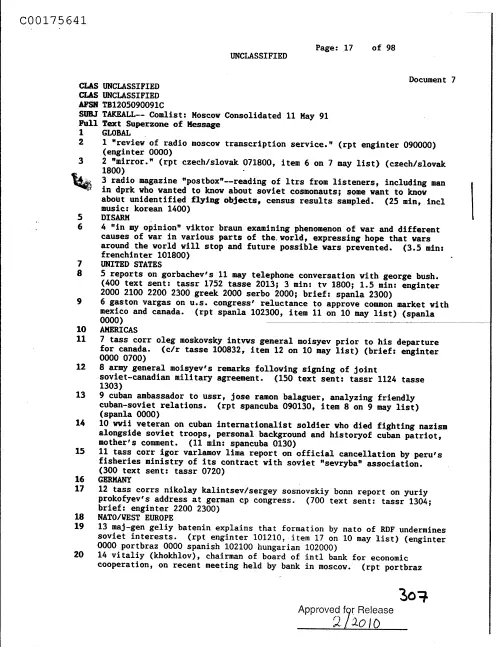 First page of CIAUFO - ComlistMoscowConsolidated11May91Doc_0005517509