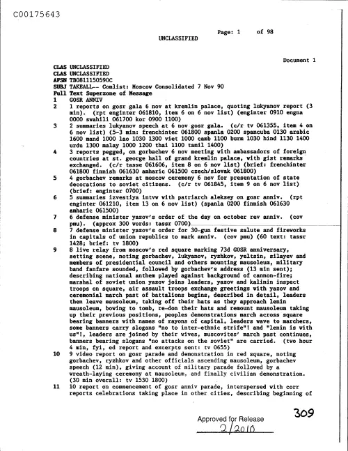 First page of CIAUFO - ComlistMoscowConsolidated7Nov90Doc_0005517511