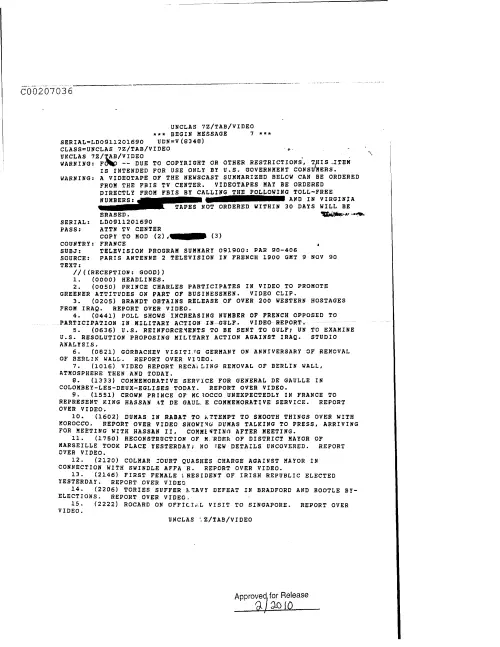 First page of CIAUFO - TelevisionProgramSummary091900Par90-406Doc_0005517684