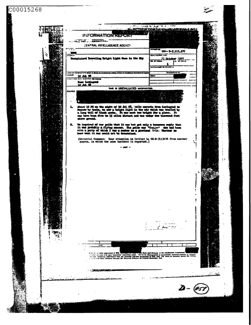 First page of CIAsX-Files-2015UFORelease - UNEXPLAINED TRAVELING BRIGHT LIGHT SEEN IN THE SKY DOC_0005515694