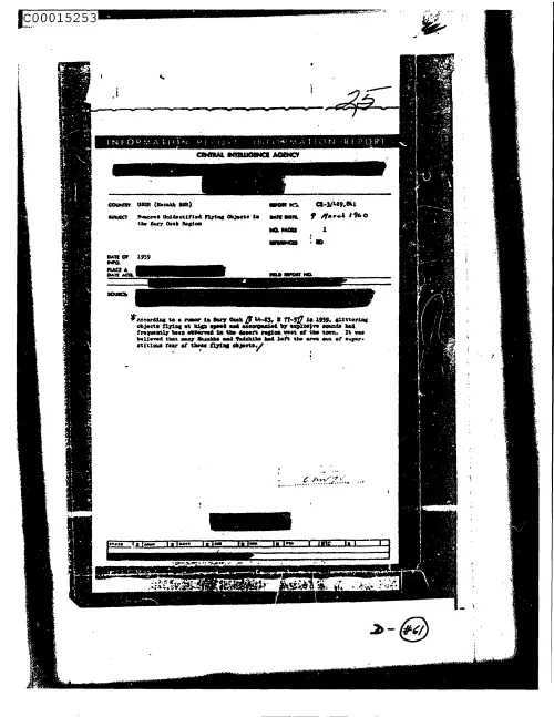 First page of CIAsX-Files-2015UFORelease - RUMORED UNIDENTIFIED FLYING OBJECTS IN THE SARY OZEK REGION DOC_0005515660