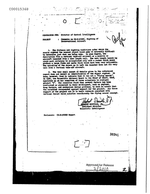 First page of CIAsX-Files-2015UFORelease - COMMENTS ON OO-B-90229, SIGHTING OF UNCONVENTIONAL AIRCRAFT (PUBD IS UNKNOWN) DOC_0005515982