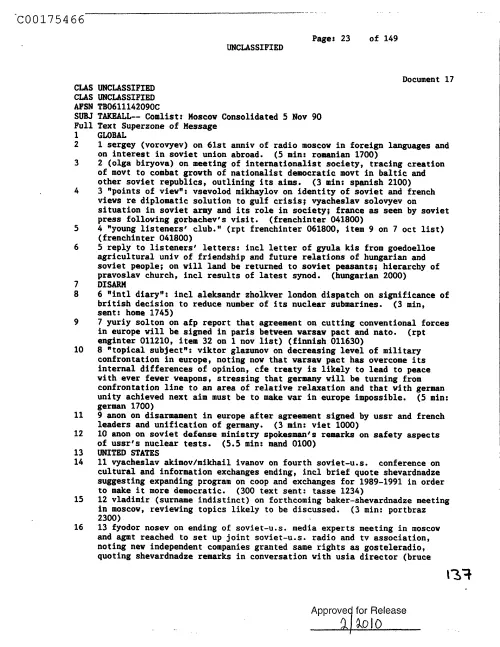 First page of CIAsX-Files-2015UFORelease - COMLIST: MOSCOW CONSOLIDATED 5 NOV 90 DOC_0005516724