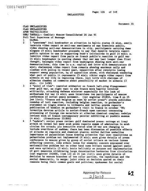 First page of CIAsX-Files-2015UFORelease - COMLIST: MOSCOW CONSOLIDATED 26 JAN 91 DOC_0005516692