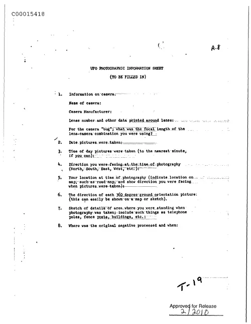 First page of CIAUFO - UfoPhotographicInformationSheetpubdIsUnknownDoc_0005516052