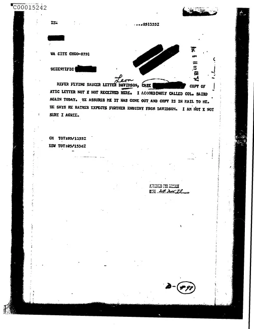 First page of CIAUFO - UntitledreferFlyingSaucerLetterDavidson.CopyOfAticLetterNotReceivedHereDoc_0005515649