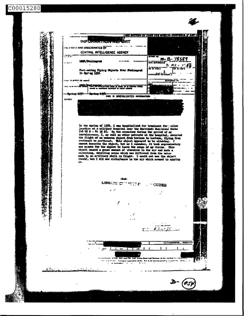 First page of CIAsX-Files-2015UFORelease - FAST-MOVING FLYING OBJECTS OVER STALINGRAD IN SPRING 1954 - UNKNOWN FLYING OBJECTS OBSERVED OVER B