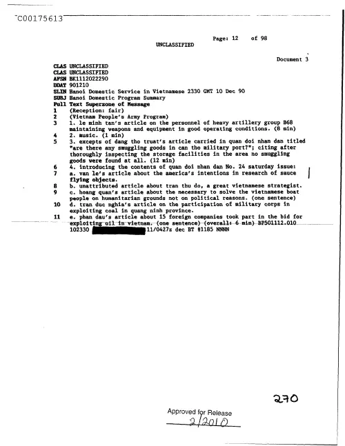 First page of CIAsX-Files-2015UFORelease - HANOI DOMESTIC PROGRAM SUMMARY DOC_0005517497