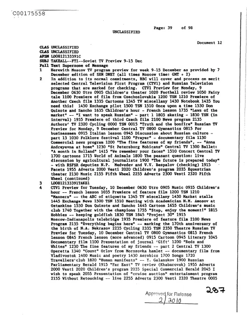 First page of CIAUFO - SovietTvPreview9-15DecDoc_0005517117