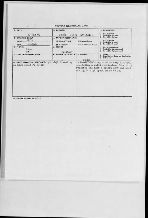 First page of 1961.03 - 8674053 - 2336N 7543W ATLANTIC