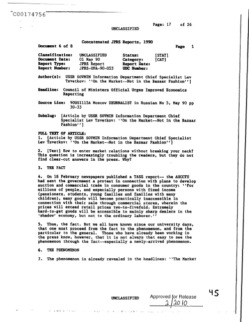 First page of CIAsX-Files-2015UFORelease - COUNCIL OF MINISTERS OFFICIAL URGES IMPROVED ECONOMICS REPORTING DOC_0005516675