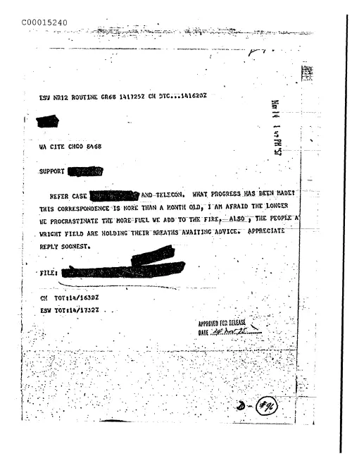 First page of CIAUFO - UntitledasksWhatProgressHasBeenMadeOnRefCorrespondenceDoc_0005515647