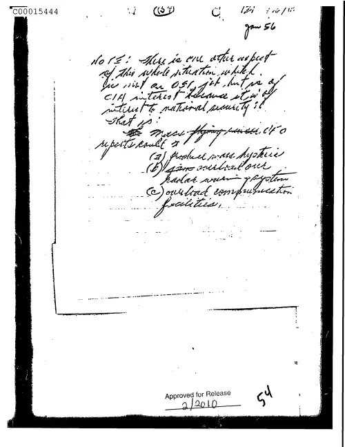 First page of CIAsX-Files-2015UFORelease - UNTITLED (DISCUSSES WHAT MASS UFO REPORTS COULD DO) DOC_0005516085