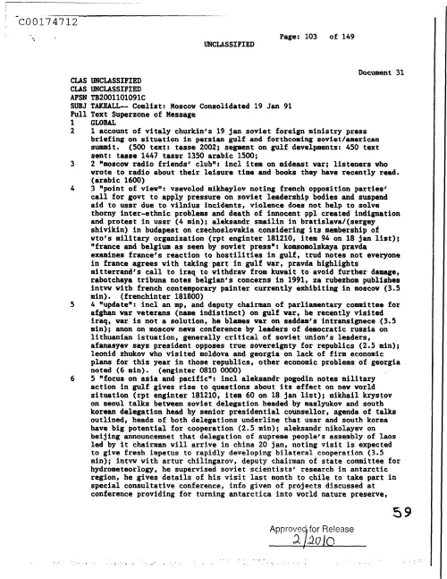 First page of CIAUFO - ComlistMoscowConsolidated19Jan91Doc_0005516662