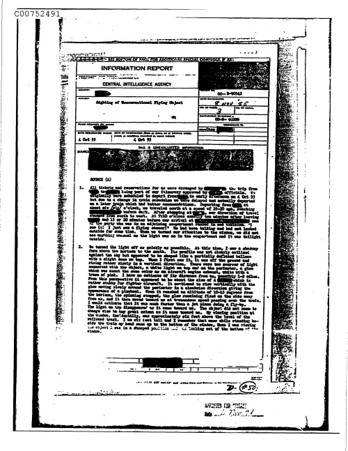 First page of CIAUFO - SightingOfUnconventionalFlyingObjectDoc_0005517800