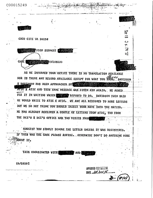 First page of CIAsX-Files-2015UFORelease - UNTITLED (WE INFORMED YOUR OFFICE THERE IS NO TRANSLATION AVAILABLE NOR IS THERE ANY RECORD AVAILA