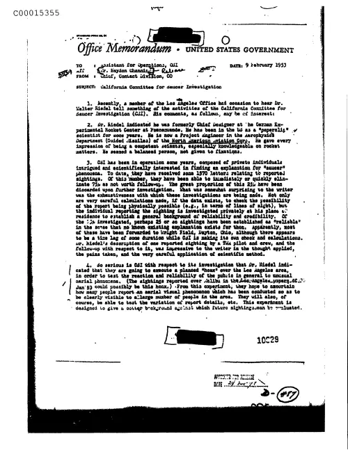 First page of CIAsX-Files-2015UFORelease - CALIFORNIA COMMITTEE FOR SAUCER INVESTIGATION DOC_0005515970