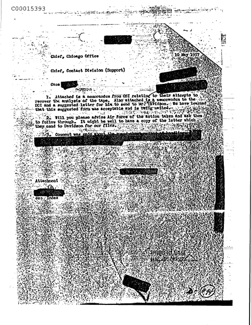 First page of CIAsX-Files-2015UFORelease - CASE (DELETED) (SUGGESTED LETTER TO SEND LEON DAVIDSON IS BEING MAILED) DOC_0005516027