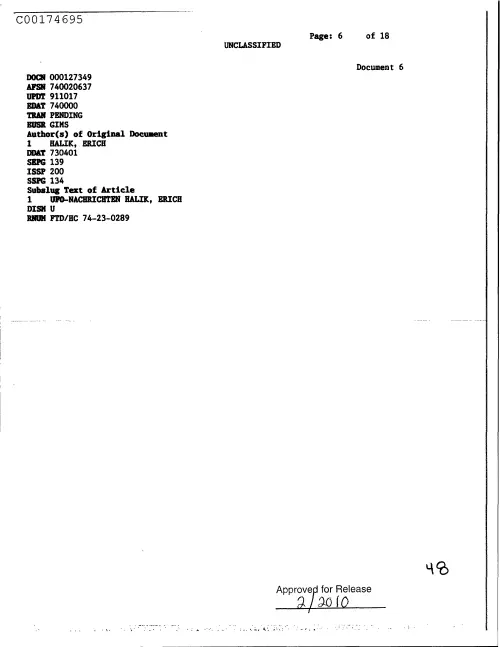 First page of CIAUFO - Ufo-nachrichtenHalikErichDoc_0005516649