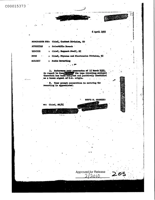 First page of CIAUFO - RadioRecordingDoc_0005515987