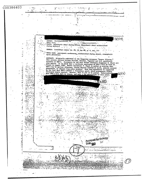 First page of CIAUFO - HypothesisAboutFlyingPlateshypothesisAboutUnidentifiedFlyingObjectsDoc_0005517747
