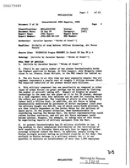 First page of CIAsX-Files-2015UFORelease - PITFALLS OF ARMY REFORM: OFFICER SCREENING, AIR FORCE FUTURE DOC_0005517517