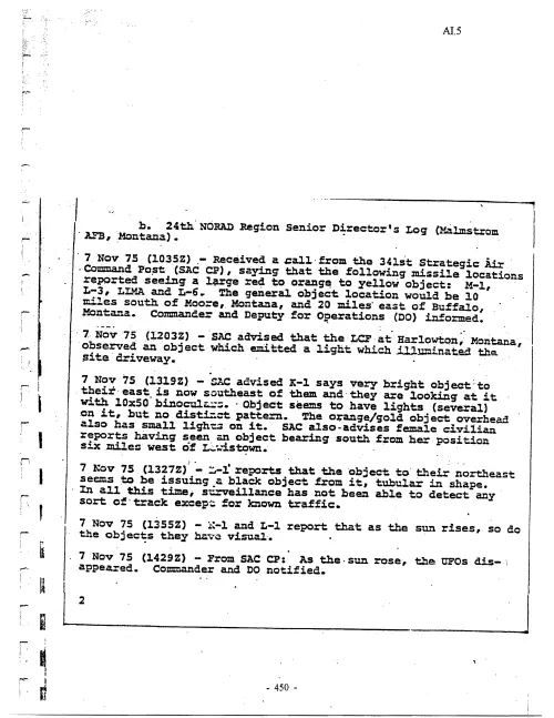 First page of MalmstromAirForceBaseIncident - Malmstrom Air Force Base Incident – March 16, 1967 NORAD logs