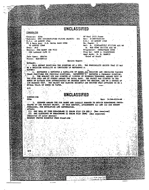 First page of NSAUFO - Navy Report Cuba