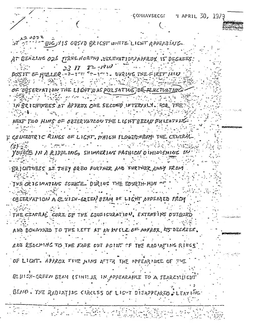 First page of NSAUFO - Comnavsecgru Sighting