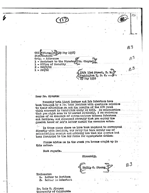 First page of CIAUFO - TO LUIS ALVAREZ FROM PHILIP STRONG REGARDING LEON DAVIDSON