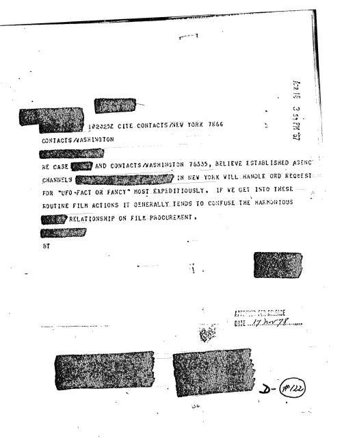 First page of CIAUFO - BELIEVE ESTABLISHED AGENCY CHANNELS FOR FILM UFO-FACT OR FANCY