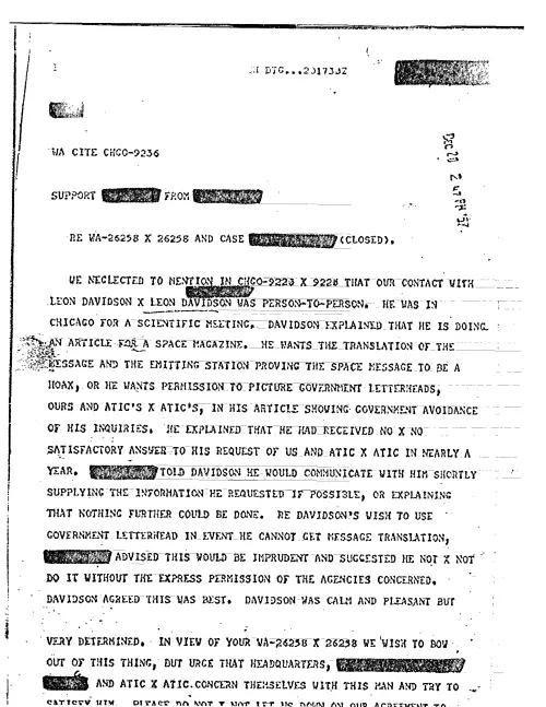 First page of CIAUFO - CONTACT WITH LEON DAVIDSON WAS PERSON-TO-PERSON)