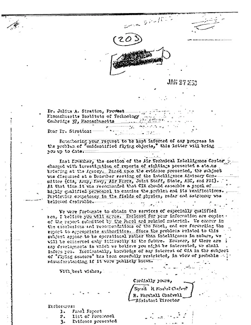 First page of CIAUFO - UNTITLED (TO JULIUS STRATTON FROM H MARSHALL CHADWELL