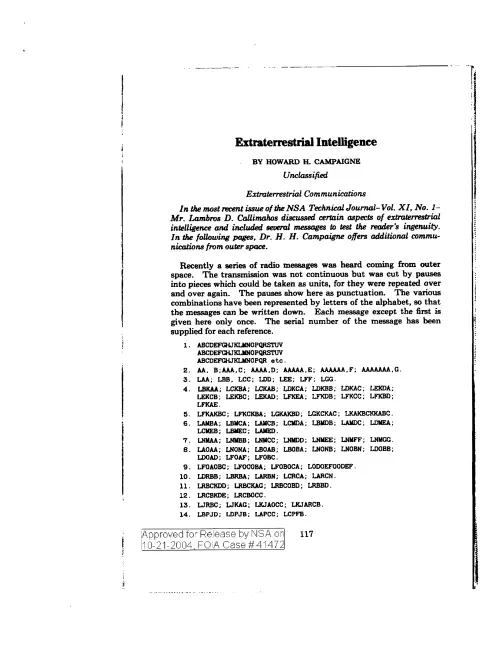 First page of NSAUFO - Et Intelligence