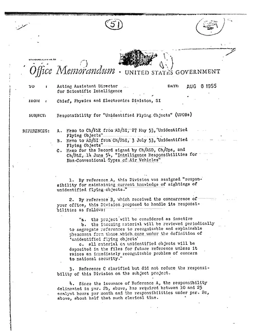 First page of CIAUFO - RESPONSIBILITY FOR 'UNIDENTIFIED FLYING OBJECTS' (UFOS)