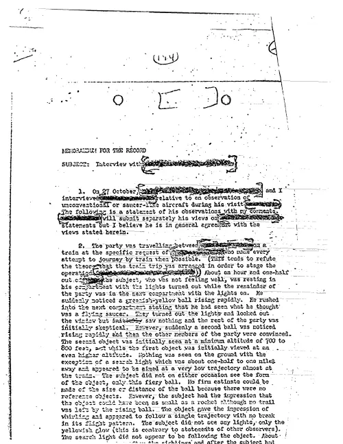 First page of CIAUFO - INTERVIEW WITH (DELETED) (DISCUSSES INTERVIEW OF 27 OCTOBER)