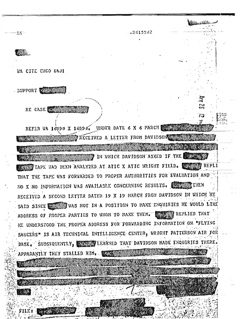 First page of CIAUFO - UNTITLED (RECEIVED TWO LETTERS FROM DAVIDSON ASKING INFORMATION ON UFOS)
