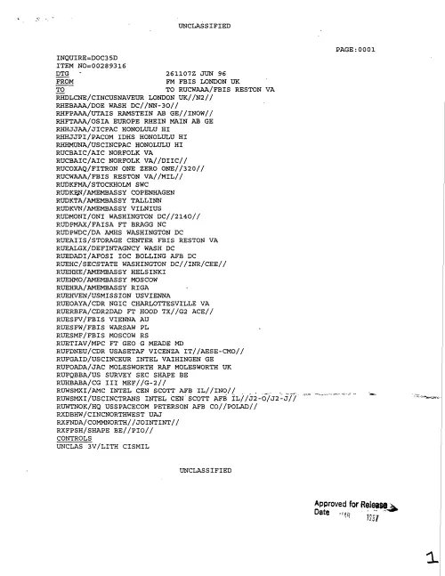 First page of CIAUFO - POLICE OFFICERS SPOT UFO; RAPID REACTION FORCE ALERTED