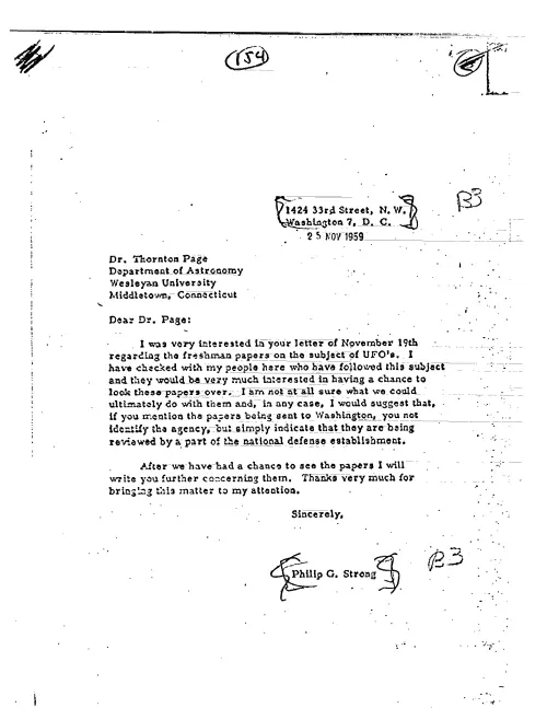 First page of CIAUFO - TO THORNTON PAGE FROM PHILIP STRONG DISCUSSING FRESHMAN PAPERS