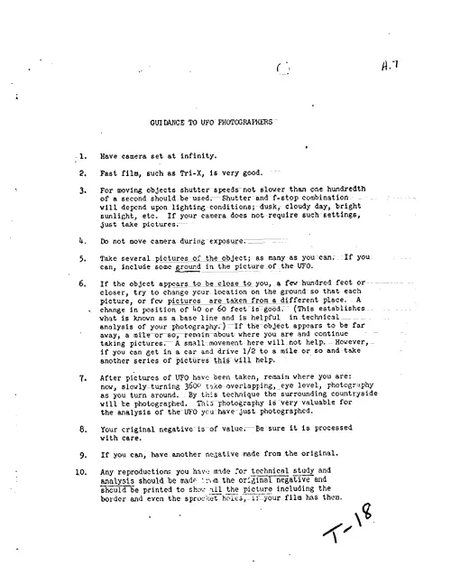First page of CIAUFO - GUIDANCE TO UFO PHOTOGRAPHERS