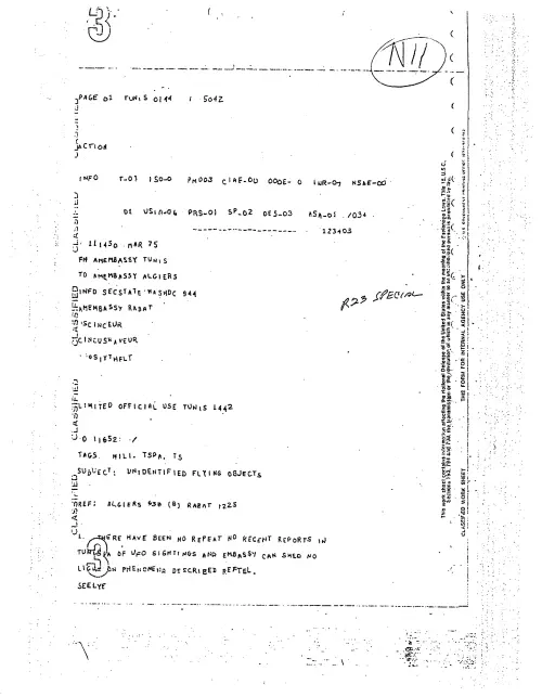 First page of NSAUFO - American Embassy Tunis
