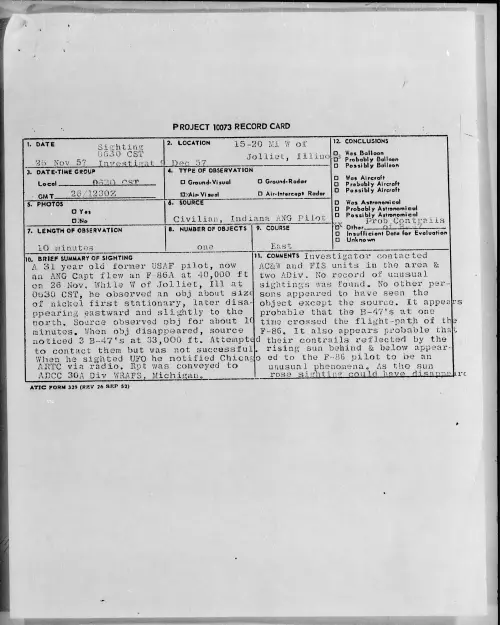 First page of 1957.11 - 6962949 - 15-20 Mi W of Jolliet, Illinois