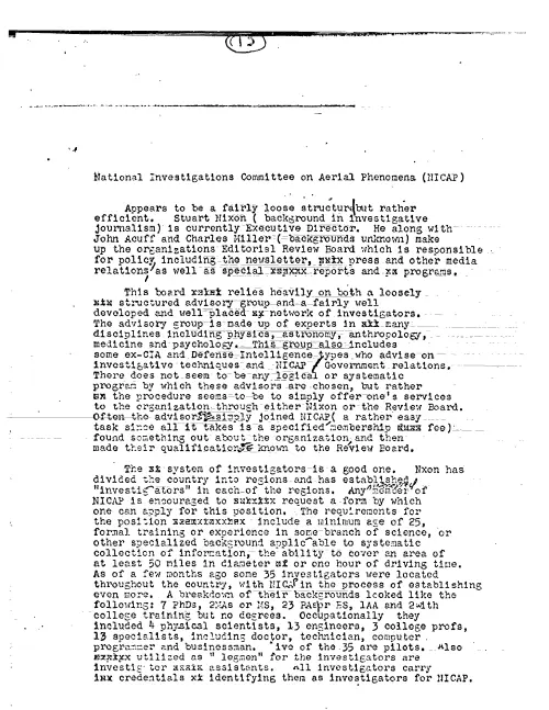 First page of CIAUFO - NATIONAL INVESTIGATIONS COMMITTEE ON AERIAL PHENOMENA (NICAP) (PUBD IS UNKNOWN)