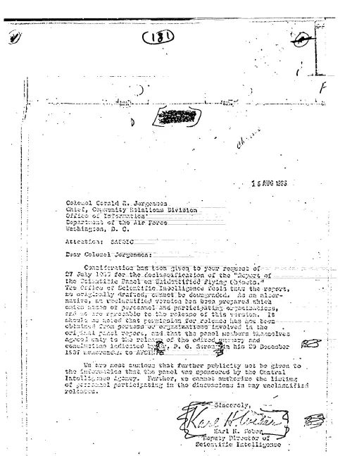 First page of CIAUFO - TO GERALD JORGENSON FROM KARL WEBER