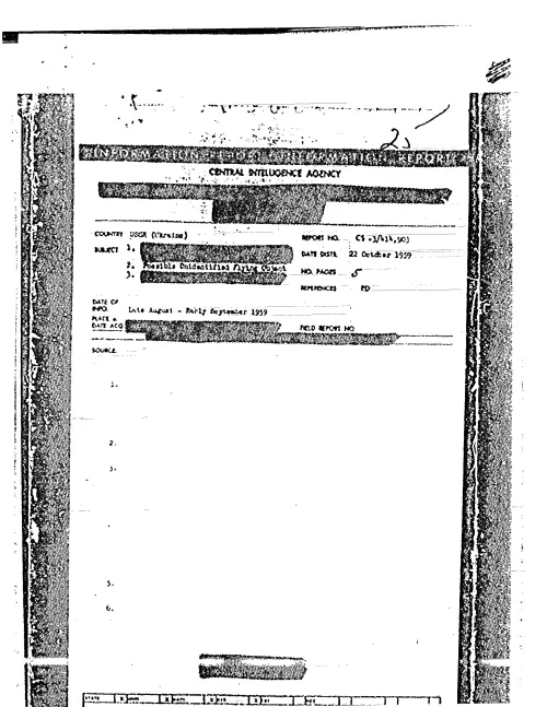 First page of CIAUFO - 1. (DELETED) 2. POSSIBLE UNIDENTIFIED FLYING OBJECT 3. (DELETED)