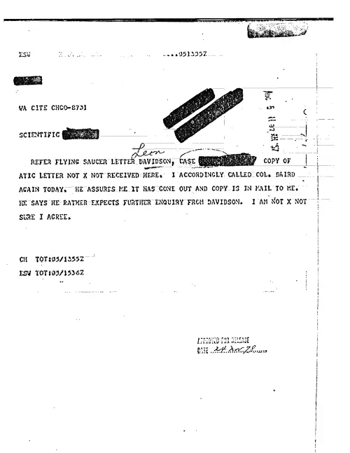 First page of CIAUFO - UNTITLED (REFER FLYING SAUCER LETTER DAVIDSON. COPY OF ATIC LETTER)