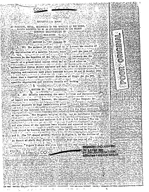 First page of NSAUFO - Exploitation Report Congo