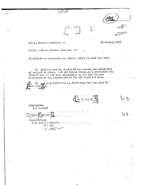 First page of CIAUFO - TABULATION ON UNCONVENTIONAL FLYING OBJECT SIGHTED NEAR BAKU